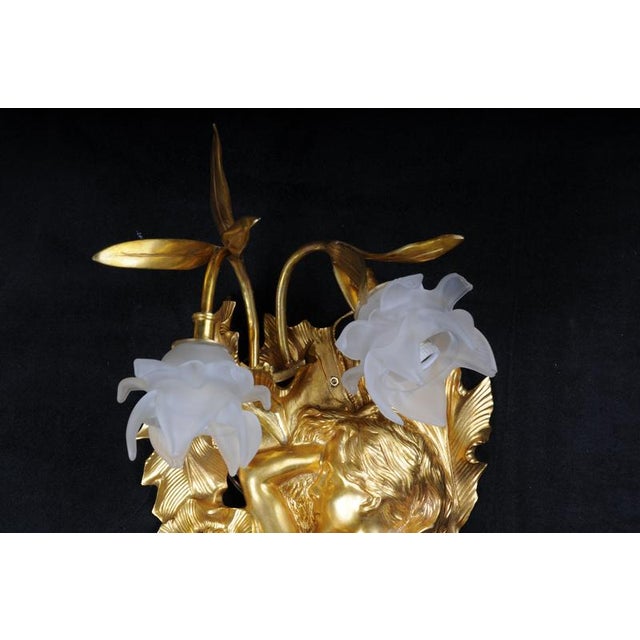 Metal French Art Nouveau Wall Sconces, Paris, Set of 2 For Sale - Image 7 of 18