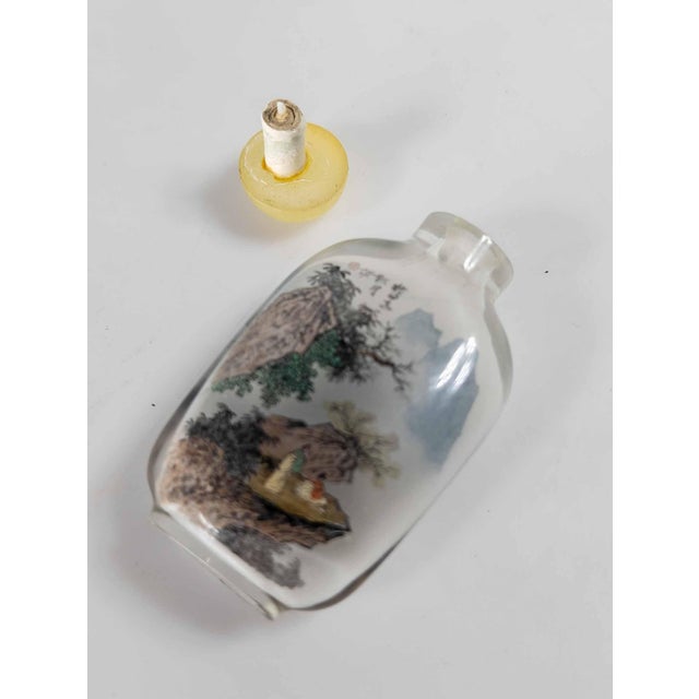 Glass Mid-Century Chinese Inside Reverse Painted Snuff Bottle Signed For Sale - Image 7 of 9