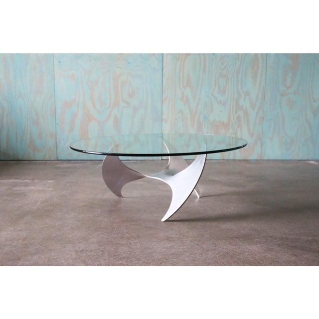 Knut Hesterberg 1970's Propeller Coffee Table by Knut Hesterberg (Attr.) Aluminum and Glass For Sale - Image 4 of 12