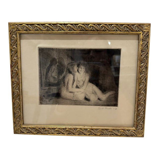 1940s Emil Fuchs Female Nude Etching With Dedication For Sale