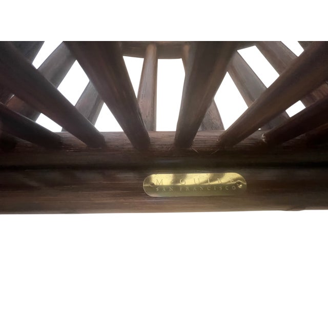 1960s McGuire Glass-Top Dining Table and Chairs – 7 Pieces For Sale - Image 15 of 17