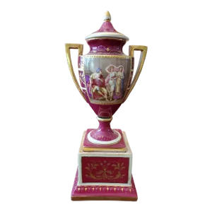 Antique Gold Jeweled Royal Vienna Porcelain Urn Allegorical