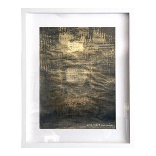Quiet Glow. III Framed Gold Leaf/Black Abstract Painting For Sale
