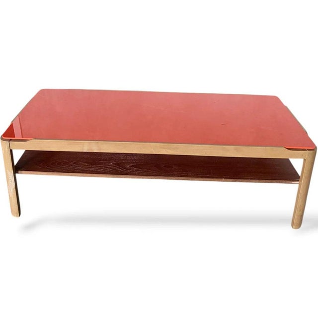 Wood Mid-Century Modern Coffee Table in Orange Acrylic and Teak, 1960s For Sale - Image 7 of 9
