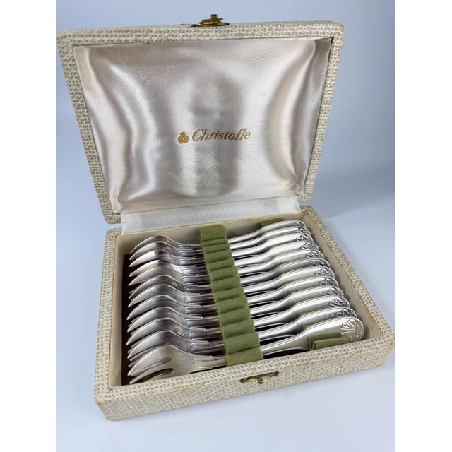 Vintage Vendôme Oyster Forks from Christofle, 1950s, Set of 12 For Sale - Image 3 of 13