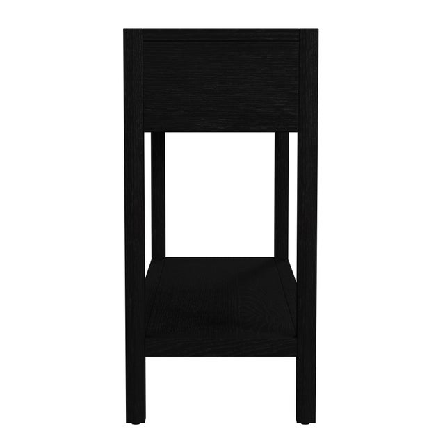 2020s Lark 44 in. W Rectangular Wood 2 Drawer Console Table with Lower Open Shelf, Washed Black For Sale - Image 5 of 8
