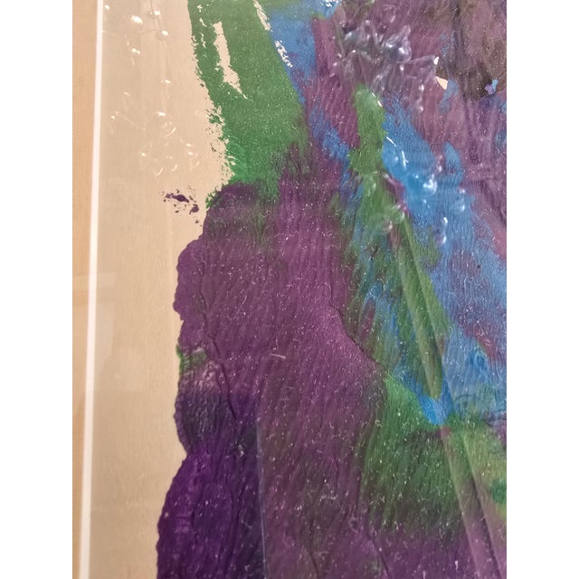 1970s Vintage Mid Century Modern Abstract Painting Magenta For Sale - Image 5 of 7