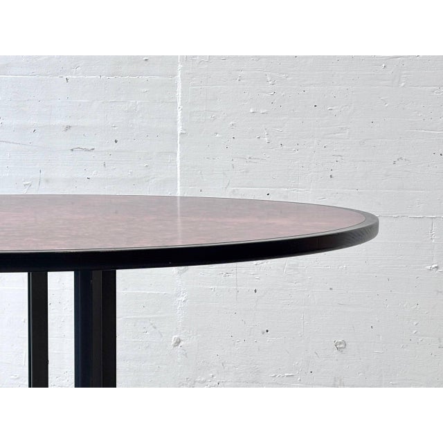 Round Dining Table in Thuja Root Veneer and Steel, 1980s For Sale - Image 10 of 16