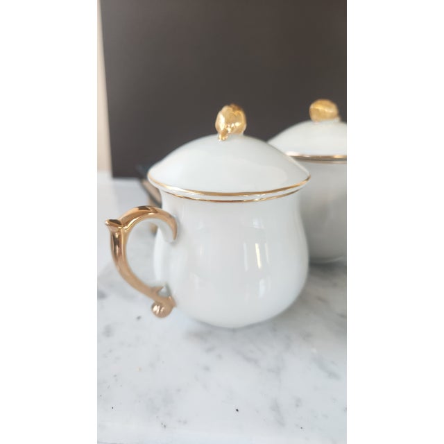 Vintage Strafford White & Gilt Pots De Crème - Set of 4 For Sale - Image 11 of 18