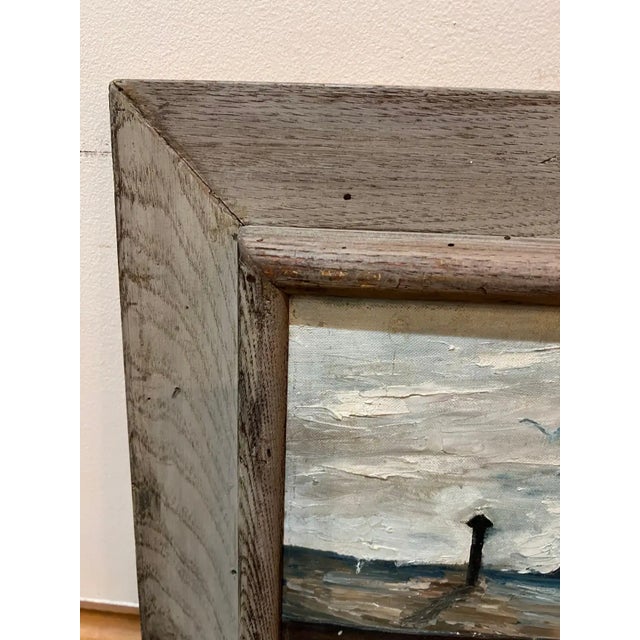 Mid Century Painting of Sailboats in Harbor For Sale - Image 9 of 13