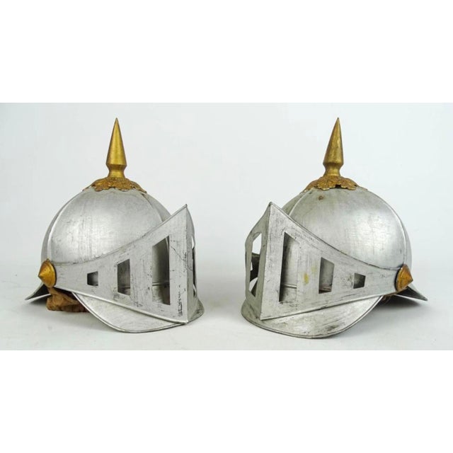 Traditional 1900s A Pair of Prussian Style Silver and Bronze Helmets For Sale - Image 3 of 3