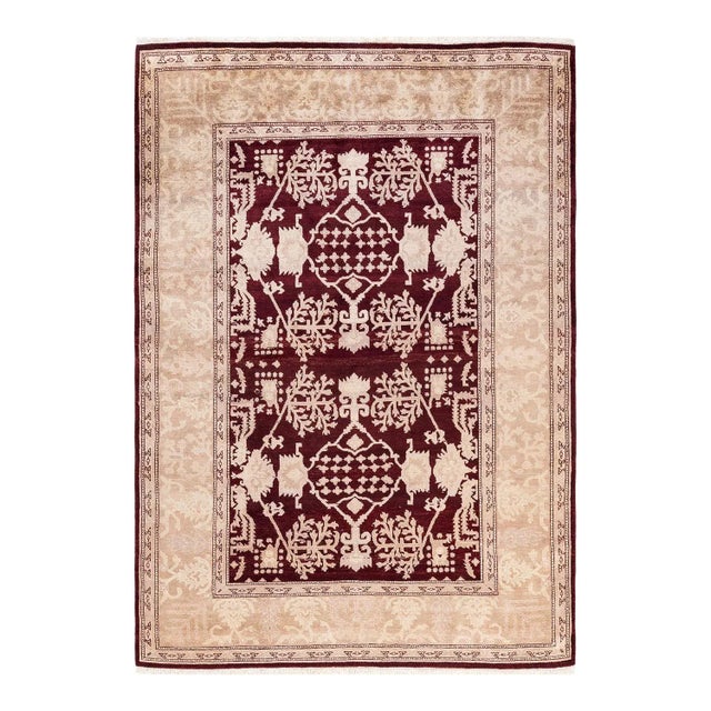 Vintage Tribal Hand Knotted Wool Area Rug, Burgundy - 6'2" X 8'9" For Sale - Image 9 of 9