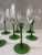 Mid-Century Modern Set of 7 Green Stem Luminarc Crystal Glasses Made in France For Sale - Image 3 of 7