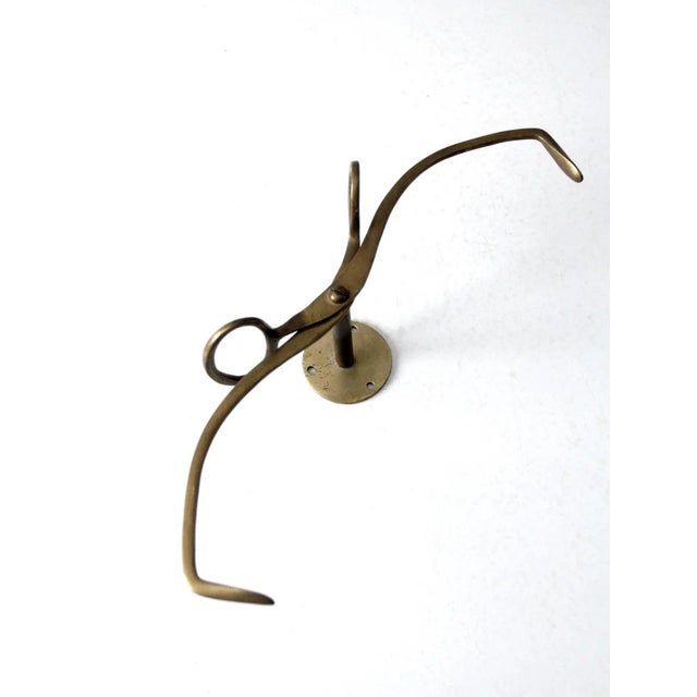 Early 20th Century Antique Brass Wall Mount Ice Block Tongs For Sale - Image 5 of 13