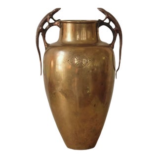 1910s Swedish Brass Vase With Lizard Ornaments For Sale