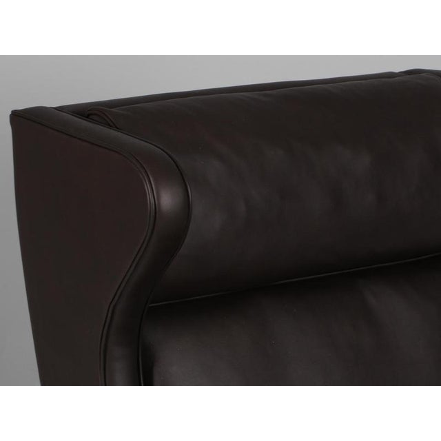 Børge Mogensen Scandinavian Wingback Chair in Teak and Leather attributed to Børge Mogensen for Fredericia For Sale - Image 4 of 9
