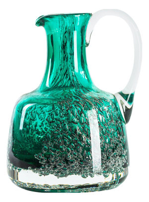 Vintage Bubble Green Glass Pitcher, Austria, Mid-20th Century