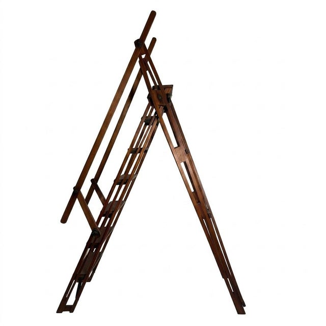 Late 19th Century Magnificent Victorian Architectural a-Frame Ladder, Presentation & Showroom Display Model - 1 Piece For Sale - Image 4 of 12