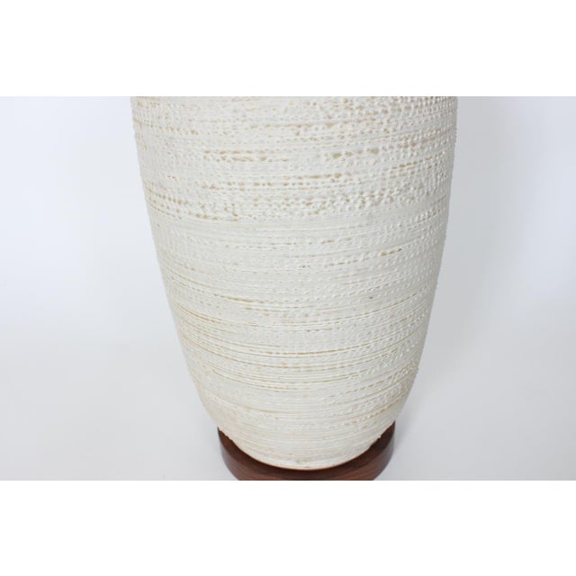Off-white Design-Technics Textured Cream Glaze Pottery Table Lamp, 1960's For Sale - Image 8 of 12