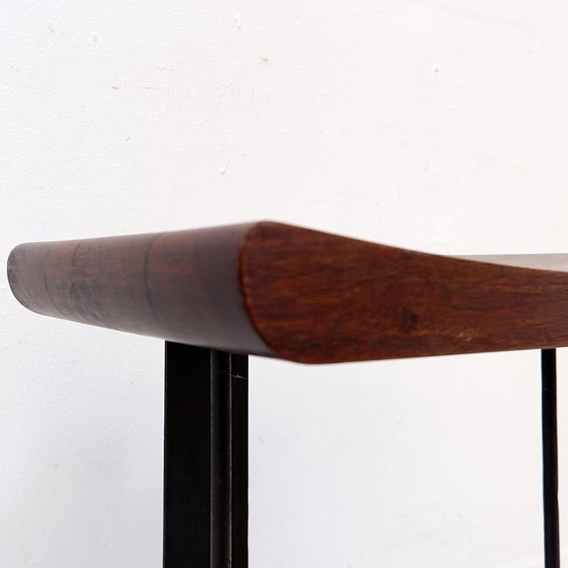Pierre Chareau Vintage Stool in Wood and Metal in the style of Pierre Chareaus For Sale - Image 4 of 15