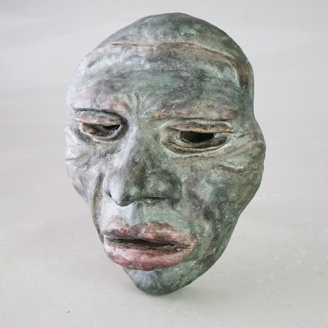 Ceramic Mid Century Modern Terra Cotta Mask of a Tribal Man C1997 For Sale - Image 7 of 9