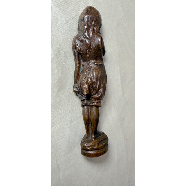 Bronze Antique 19th Century Figural Bronze Little Girl Child Wax Seal Statue Figure For Sale - Image 8 of 9