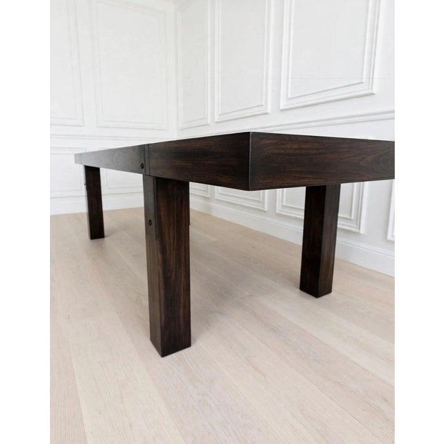 Modern Monumental Minimalist Extendable Dining Table in High-Gloss Ebonized Hardwood For Sale - Image 3 of 11
