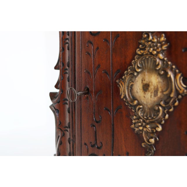 Wood Antique French Renaissance Revival Wall Cabinet in Brass, 1880 For Sale - Image 7 of 10