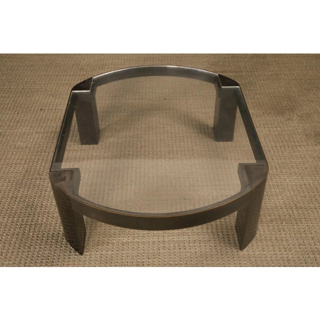 Karl Springer 'Banker' Coffee Table in Patinated Bronze and Lucite, 1970s For Sale - Image 9 of 17