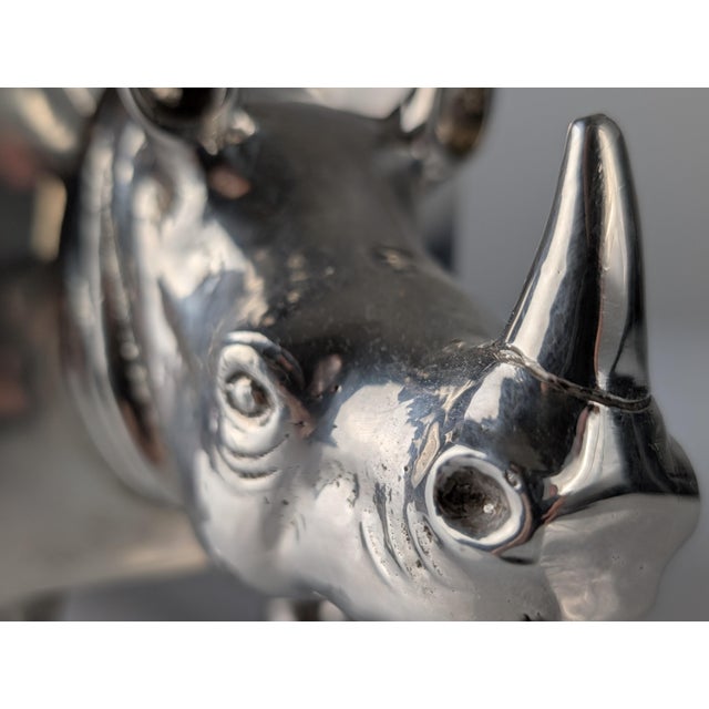 Almazán Rhino Bottle Holder in Wood and Nickel Silver, 1960s For Sale - Image 9 of 18