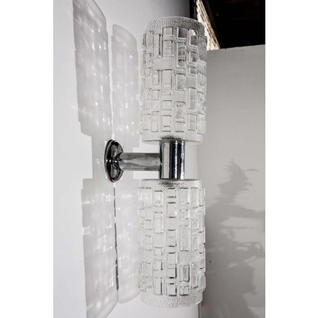 Chrome Italian Glass & Chrome Wall Sconces - a Pair For Sale - Image 8 of 8