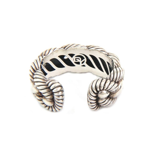 Contemporary David Yurman 925 Silver 25mm Wide Cable Braided Cuff Bracelet For Sale - Image 3 of 5