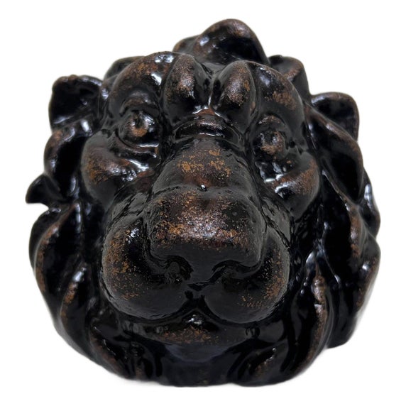 Victorian Cast Iron Hand Painted Lion Sculpture For Sale