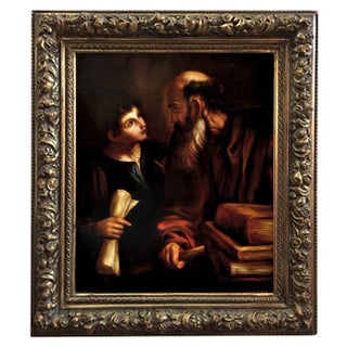 After Caravaggio, Youth and Wisdom, 2007, Oil on Canvas, Framed For Sale