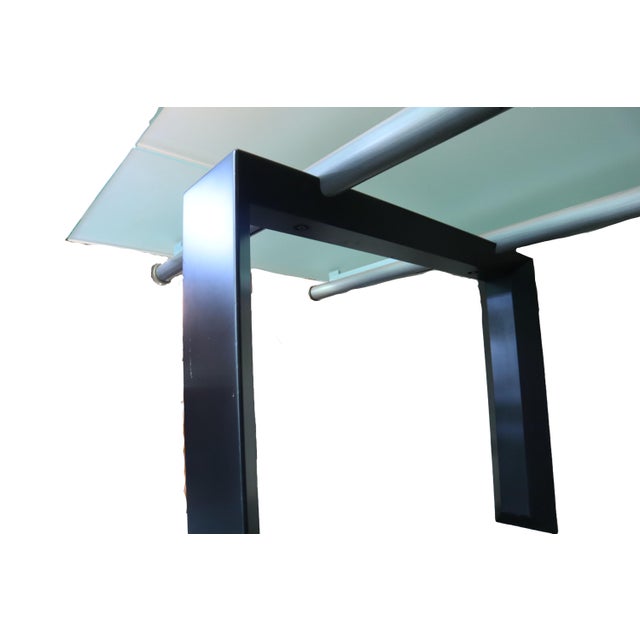 Metal Vintage 1980 Glass & Metal Roche Bobois Dining Table With Extensions Included For Sale - Image 7 of 12