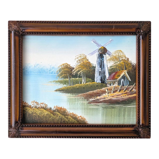 Mid Century Oil Painting Framed For Sale