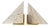 Matthew Izzo Home Trio Triangle Travertine Marble Bookends With Brass Base For Sale
