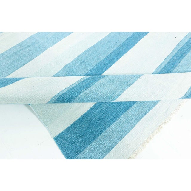 Textile Doris Leslie Blau Vintage Indian Dhurrie Striped Rug For Sale - Image 7 of 8