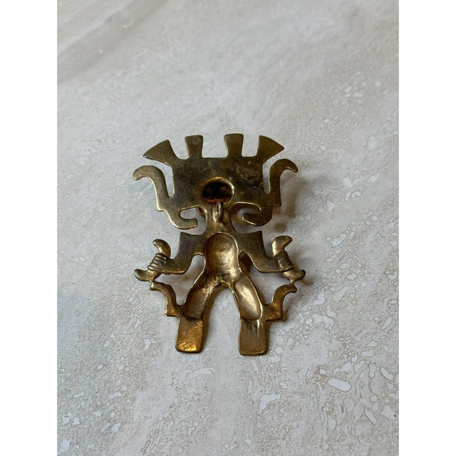 Mid-Century Modern Vintage Gold Tribal Pendant For Sale - Image 3 of 12