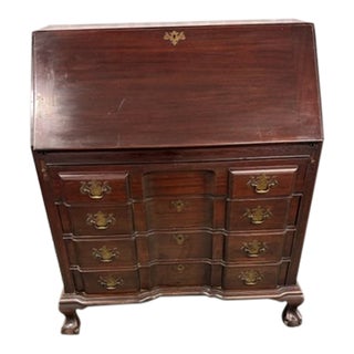 Early 1900s Antique Maddox Colonial Red Mahogany Secretary Desk For Sale