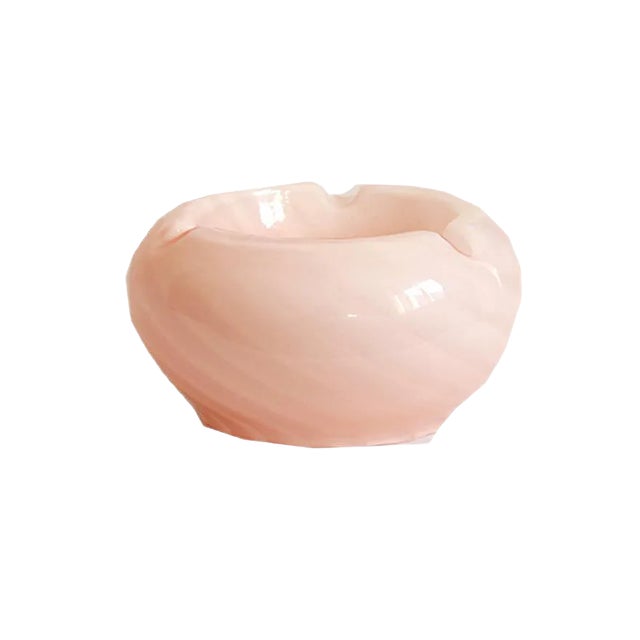 Italian Pink Swirl Murano Glass Caramella Ashtray / Vide Poche, 1970s For Sale