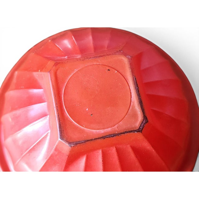 Vintage Mid Century Modern Tangerine Orange Glass Paneled Mixing Bowl, 1950s For Sale - Image 4 of 5