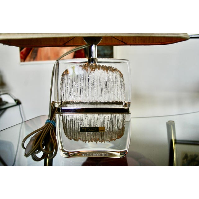 Beautiful crystal lamp from the famous French art house DAUM in Nancy, in perfect condition with its original lampshade...