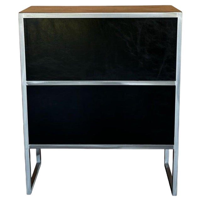 Vintage Baxter Bookcases in Black Leather and Steel, 1990s For Sale