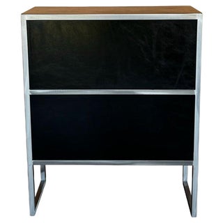 Vintage Baxter Bookcases in Black Leather and Steel, 1990s, Set of 2 For Sale