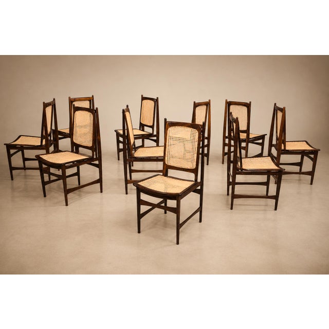 Brown Set of Ten Brazilian Mid-Century Dining Chairs by Alexandre Rapoport, 1960s For Sale - Image 8 of 18
