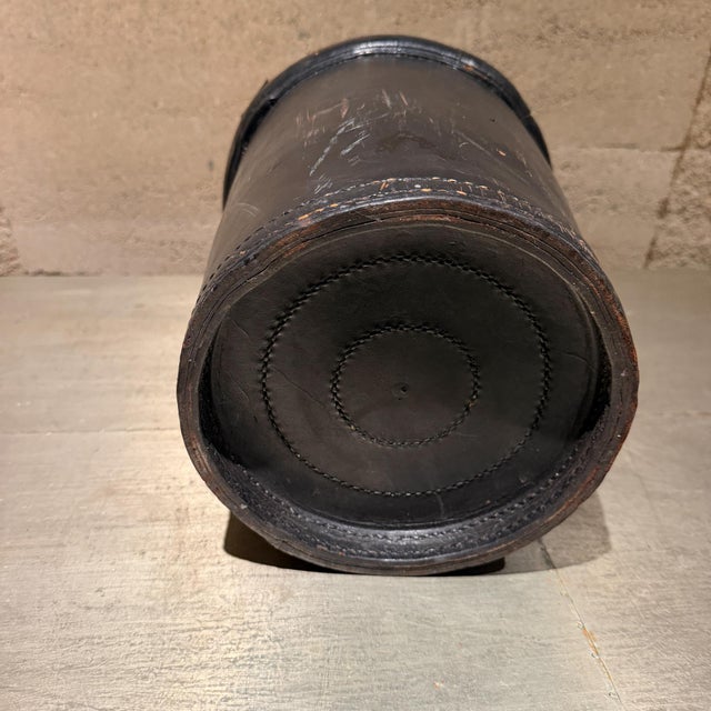 1910s Art Deco Leather Fire Bucket Catch All Umbrella Holder Hermes Paul Drupre Lafon For Sale - Image 12 of 12