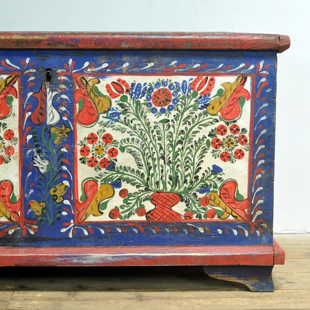 Folk Art Bridal Chest, 1883 For Sale - Image 9 of 14