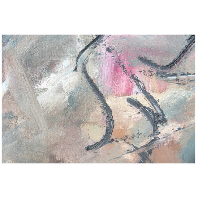 Wood Midcentury Modern Abstract Oil Painting on Canvas, Signed Landland, 1970s For Sale - Image 7 of 11