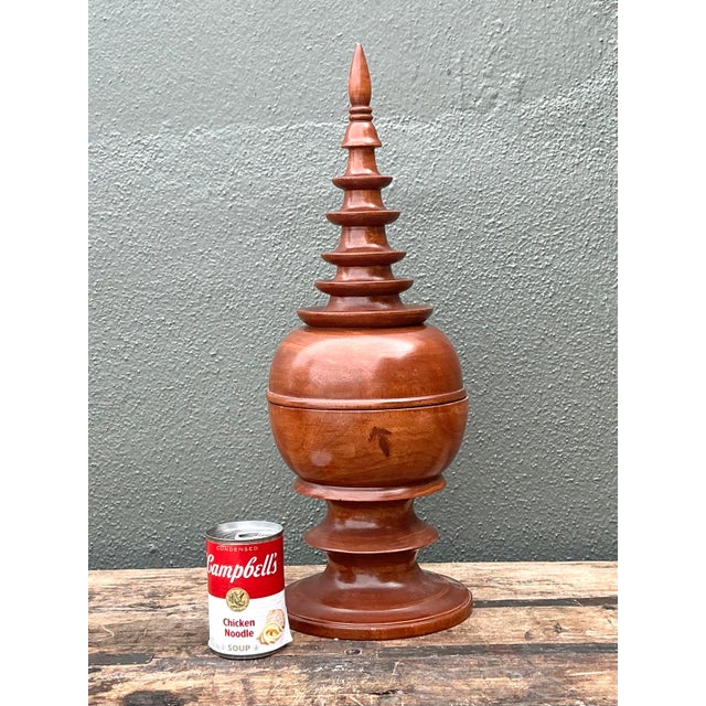 Wood Vintage Turned Wood Spire Box For Sale - Image 7 of 12